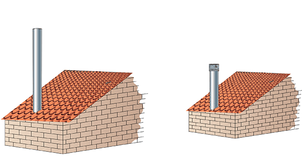 Tall chimney vs Draftbooster chimney fan